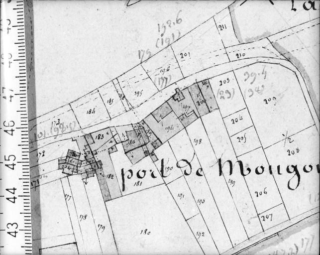Extrait du plan cadastral ancien, section A1, 1832.