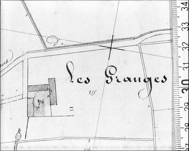 Extrait du cadastre napoléonien, section B1, dressé par Galais géomètre, en 1832.