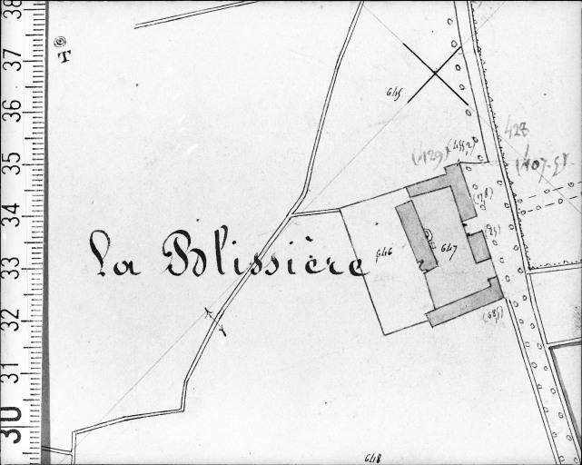 Extrait du plan cadastral ancien, section B2, 1832.