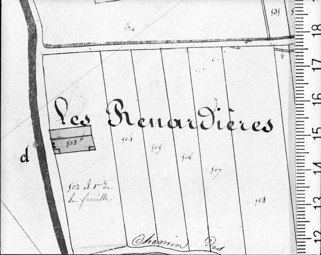 Extrait du plan cadastral ancien, section C2, 1832.