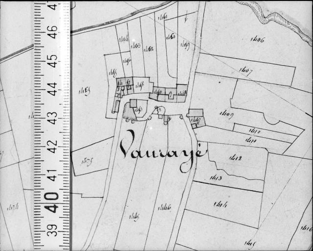 Extrait du plan cadastral ancien, section C2, 1832. Echelle : 1/2500