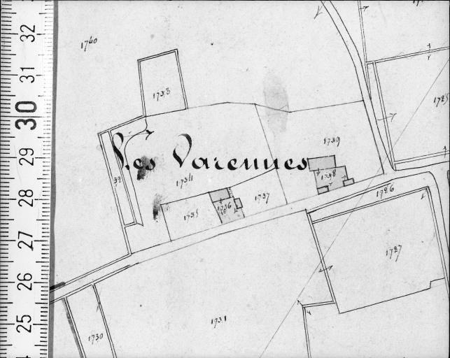 Extrait du plan cadastral ancien, section C3, 1832.