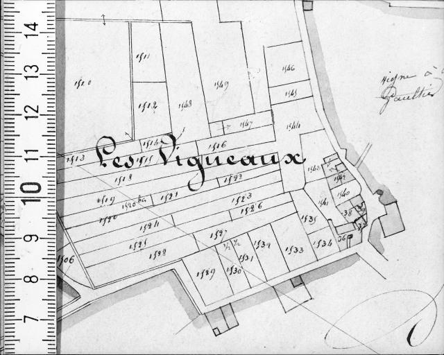 Extrait du plan cadastral ancien, section C3, 1832.