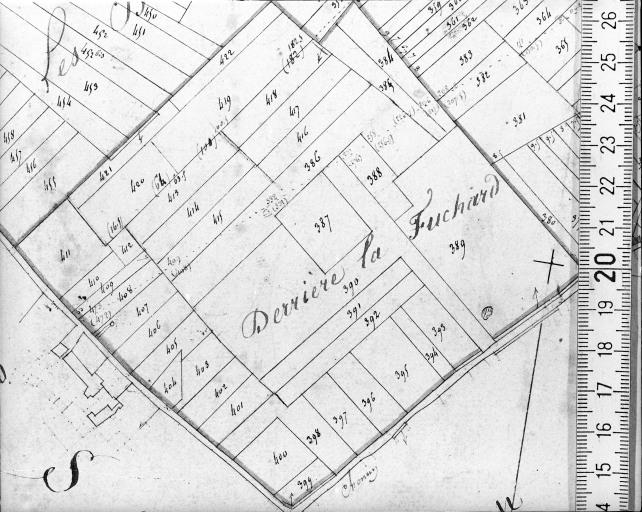 Extrait du plan cadastral napoléonien, section A3, 1832-33.