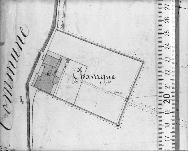 Extrait du plan cadastral ancien, section B unique, 1832. Echelle : 1/2500.