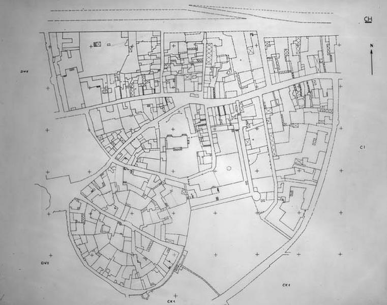 Ancien cadastre restitué par rapport au cadastre révisé en 1972 et 1979, au 1/500e, section CH.