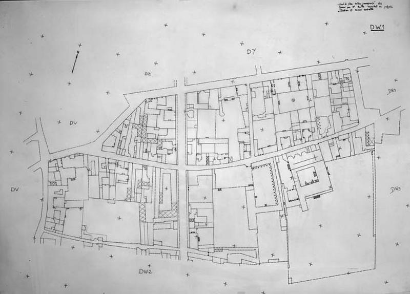 Ancien cadastre restitué par rapport au cadastre révisé en 1972 et 1979, au 1/500e par M. Guérid et D. Talaga, section DW1.