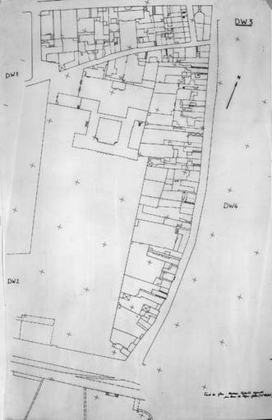 Ancien cadastre restitué par rapport au cadastre révisé en 1972 et 1979, au 1/500e par M. Guérid et D. Talaga, section DW3.