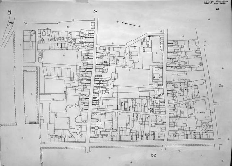 Ancien cadastre restitué par rapport au cadastre révisé en 1972 et 1979, au 1/500e par M. Guérid et D. Talaga, section DY.