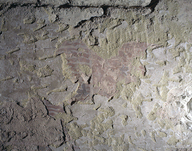 Embrasement des fenêtres hautes, détail : vestiges de peintures murales.