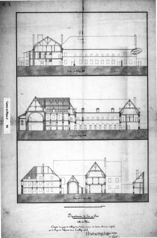 Plan du rez-de-chaussée de l'ancien couvent des Saintes-Maries pour le projet de l'installation du collège.