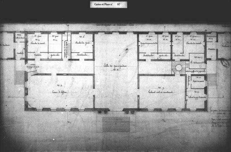 Plan du rez-de-chaussée : partie centrale (projet non réalisé).