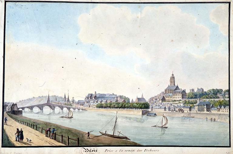 Vue de Blois au XIXe siècle. Vue depuis le quai du faubourg de Vienne.