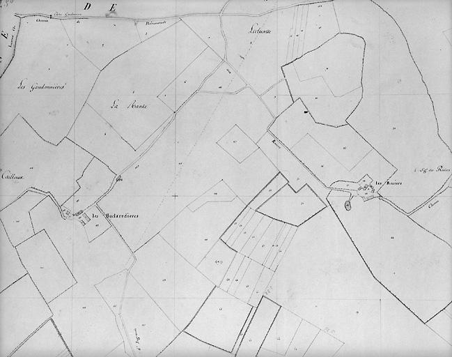 Plan en 1813 d'après cadastre au 1/1250e, section A1.