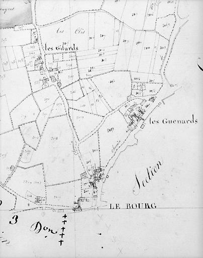 Plan en 1819 d'après cadastre au 1/5000e, section D5.