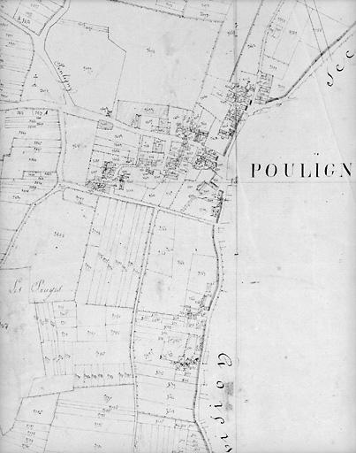 Plan de situation d'après le cadastre de 1819 au 1/2500e, section L3.