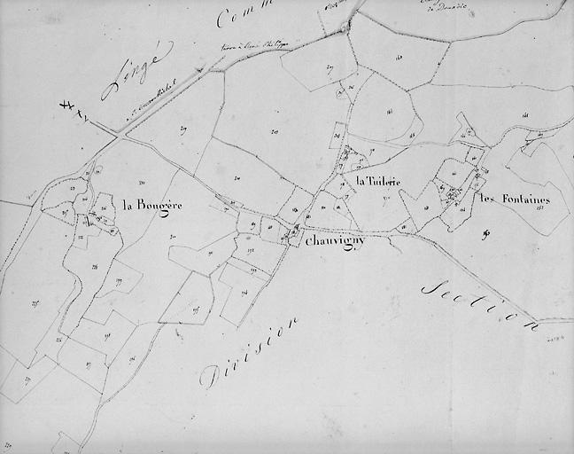 Plan d'après le premier cadastre, daté du 26 octobre 1817, section C1 au 1/5000e.