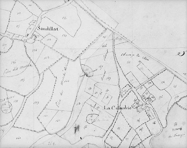 Plan en 1819 d'après cadastre au 1/5000e, section A1.