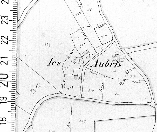Extrait du plan cadastral ancien, section B, 1831, éch. 1/5000e.
