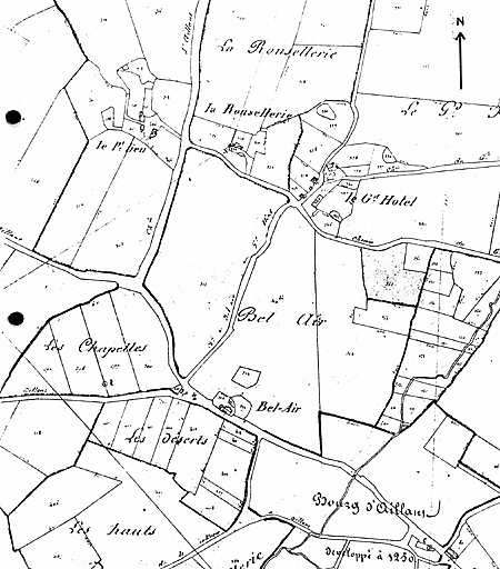 Extrait du cadastre ancien, 1831, section D 1, Ech. 1/5000e.