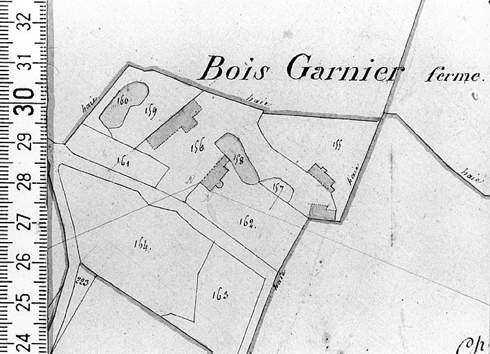 Extrait du cadastre ancien, 1831, section A2, Ech. 1/5000e.
