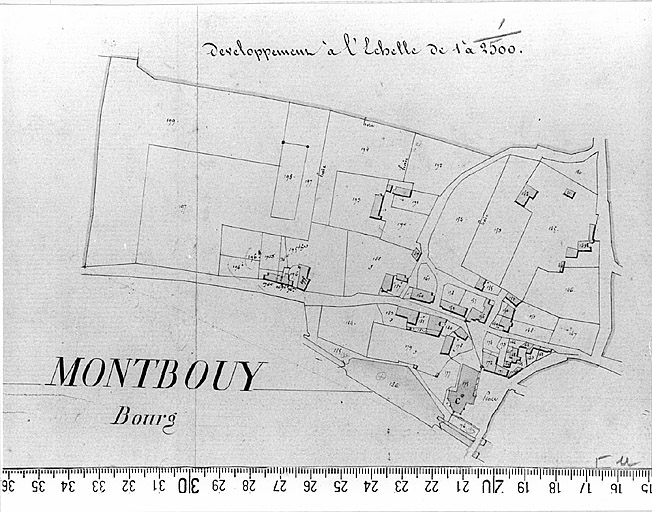 Extrait du plan cadastral ancien, section E, 1831, éch. /2500e.