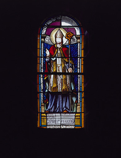 Ensemble de 3 verrières (baies 0, 1, 2) : saint Martin, saint Pierre, saint Paul