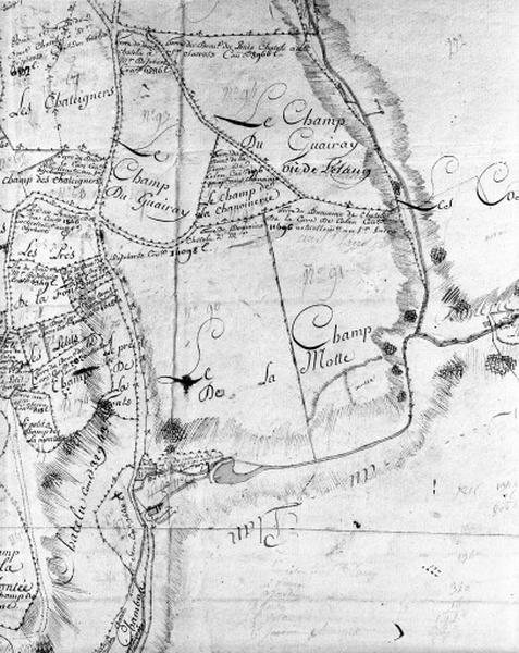 Motte. Plan extrait du plan terrier de la Seigneurie de Culan, 4ème quart 18ème siècle.