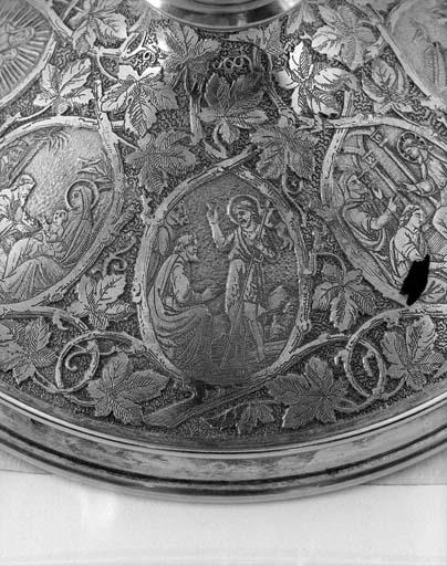 Détail du pied du calice : Prédication de Jean-Baptiste.