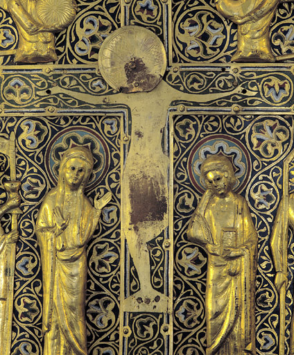 Détail du fond : Crucifixion (figure rapportée du Christ disparue).