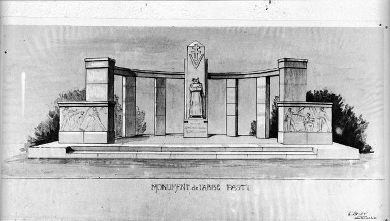 Projet du monument à la mémoire de l'abbé Emile Pasty et du groupe de résistance 55 A réalisé par E.Diosi, sculpteur.