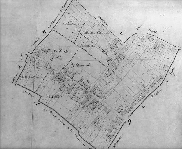 Plan cadastral, 1828 : le bourg.