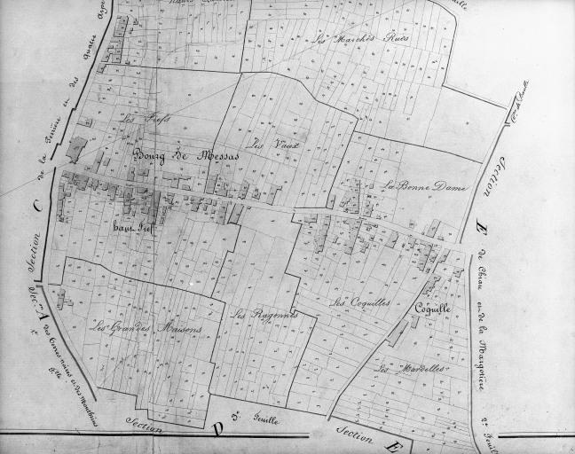 Plan cadastral, 1828 : le bourg.