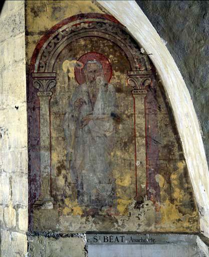 Galerie Saint-Jean-Baptiste, mur sud, quatrième travée en partant de l'ouest : saint Béat de Vendôme.