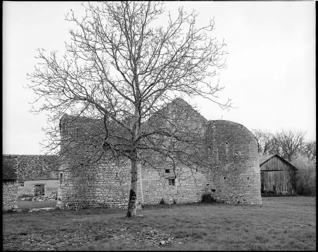 Vue d'ensemble des ruines du manoir prise du sud-ouest.