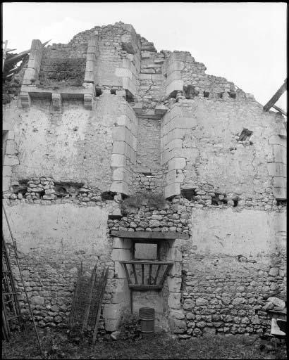 Vue d'ensemble de la face interne du mur sud du manoir.