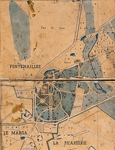 Terre de Fontenailles, propriété de M.Beley. Plan du domaine de Fontenailles.(1876-1878). Détail.