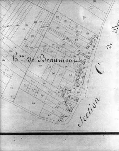 Plan cadastral, 1828 : hameau de Beaumont.