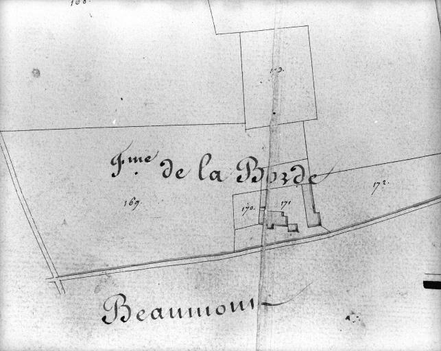 Plan cadastral, 1828 : ferme de la Borde.