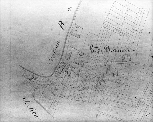 Plan cadastral, 1828 : hameau de Beaumont.