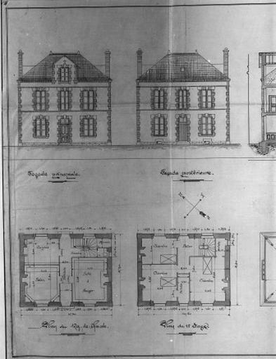 Second projet de l'architecte Noël. Plans et élévations.