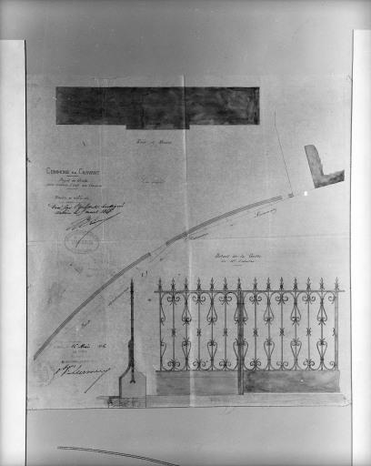 Plan masse et projet de grille de clôture.