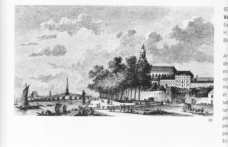 Vue du pont et du Mail (vers l'aval), par Ch. M. Campion, 1772. (conservation du Musée de Blois).