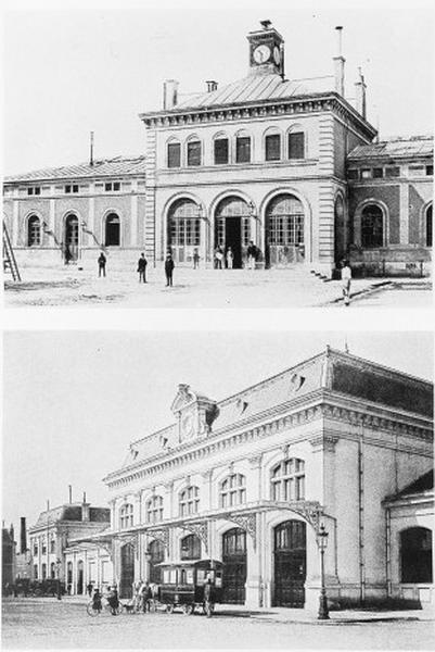 Embarcadère contruit en 1845. Façade sud-est et nouvelle gare construite en 1890. Façade sud-est.
