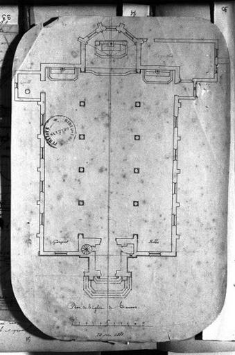 Plan de l'église en 1883 par l'instituteur Adam.