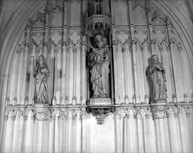 Ensemble de 6 statues : Vierge à l'Enfant, Sainte Anne, Saint Joachim, Saint Vincent, Saint Sébastien, Saint Antoine