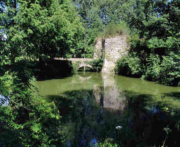 Vue générale de l'angle sud-est de l'enceinte et du corps de bâtiment qui lui est adossé.