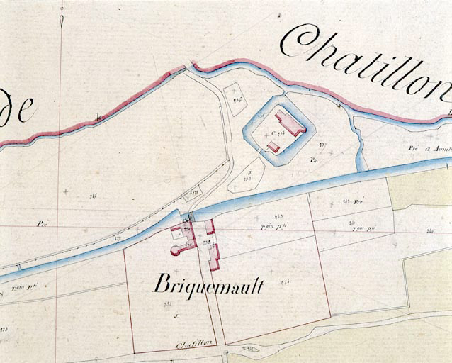 Château de Briquemault : extrait du cadastre de 1831, section B2, Ech. 1/2500e.