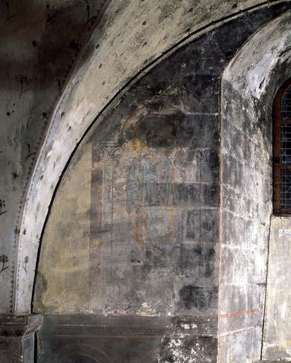 Galerie Notre-Dame de Sous-Terre, sixième travée, mur nord : saint Calétric, évêque de Chartres vers 532.