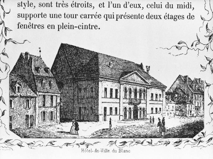 La mairie en 1854, vue depuis le sud-ouest.